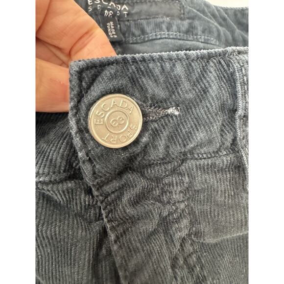 Escada Sport Leyla Corduroy Bootcut Pants Black Grunge Cropped Size 34 26" Waist - Picture 8 of 12